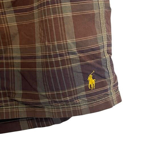 POLO by Ralph Lauren Plaid Swim Trunks Mens XXL Brown Board Shorts Beach Preppy - Picture 4 of 12